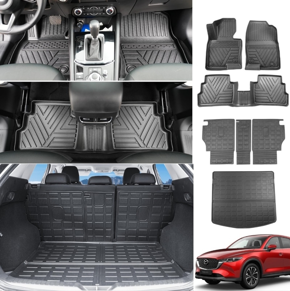 powoq Floor Mats Compatible with 2023 2024 Mazda CX-5 Trunk Mat TPE Backrest Mat